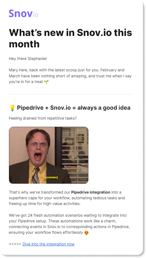Newsletter example_Snov.io