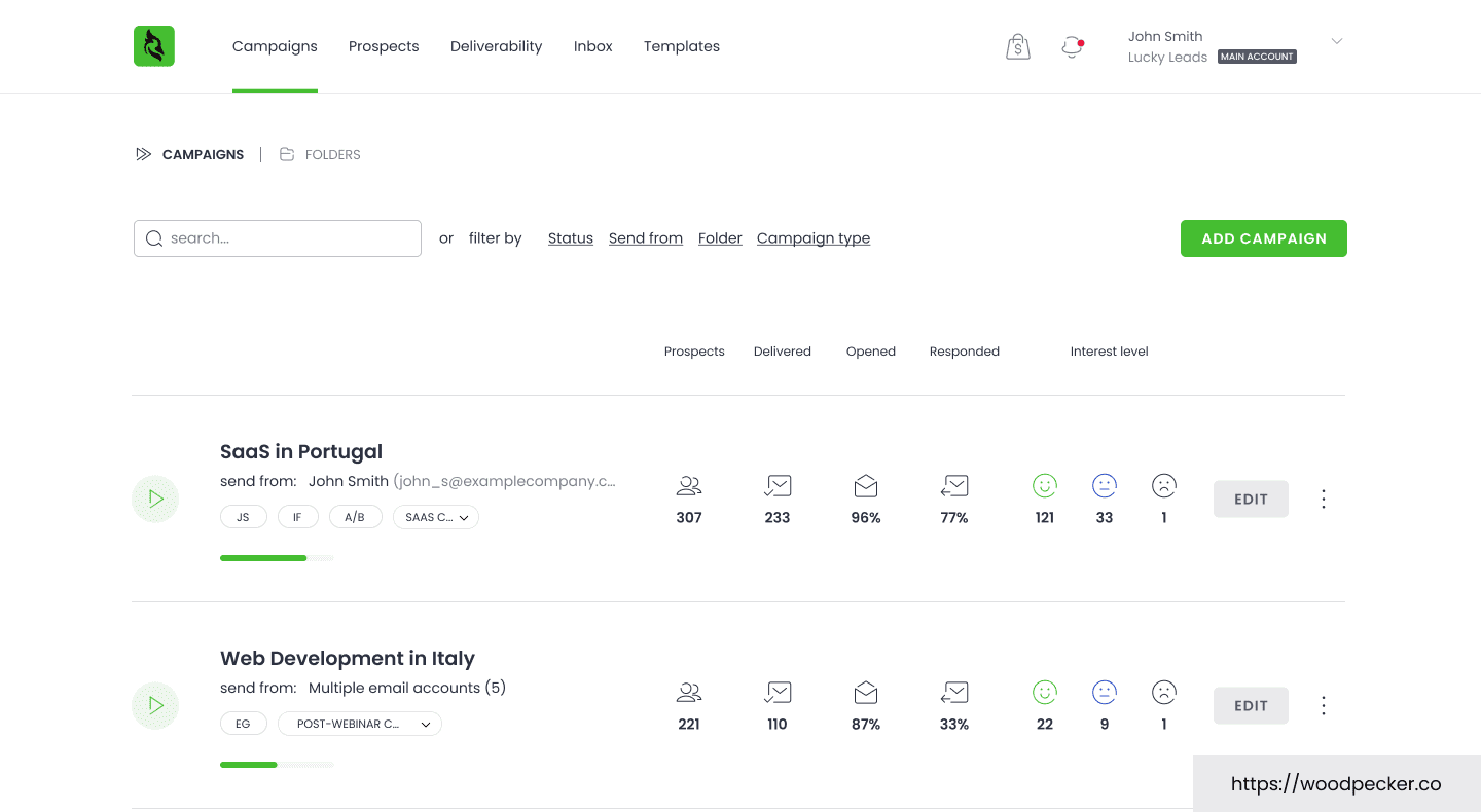 woodpecker cold email tool