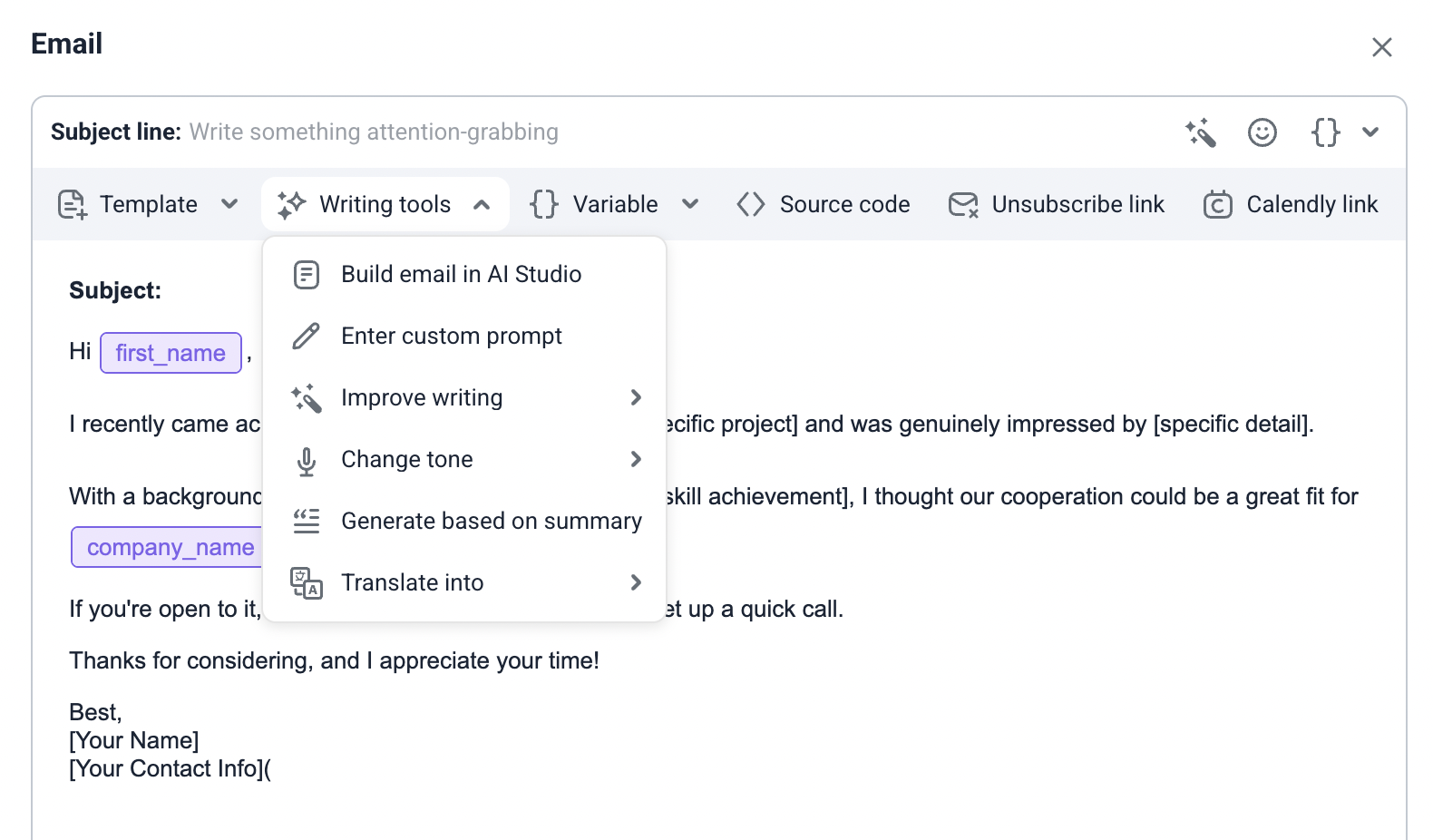 AI Personalized Email Builder
