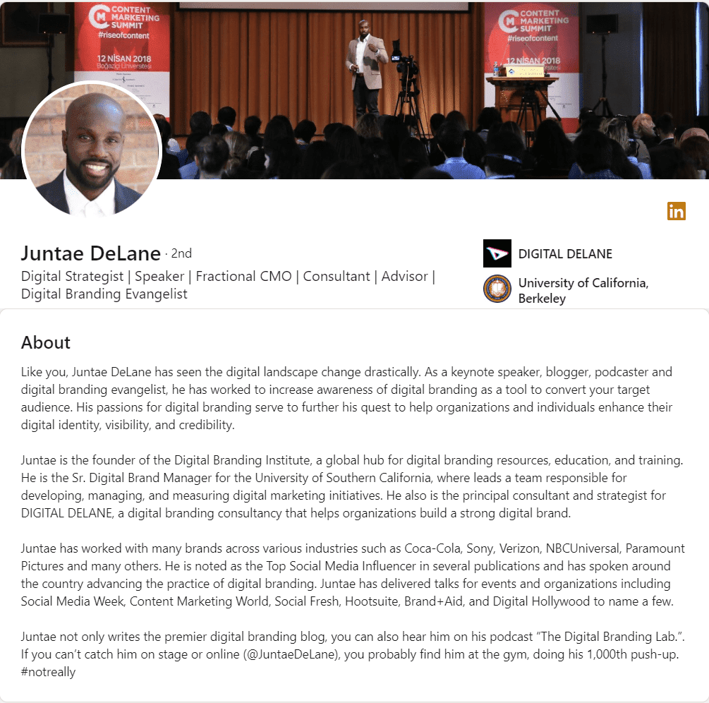 Ejemplo de Extracto de LinkedIn