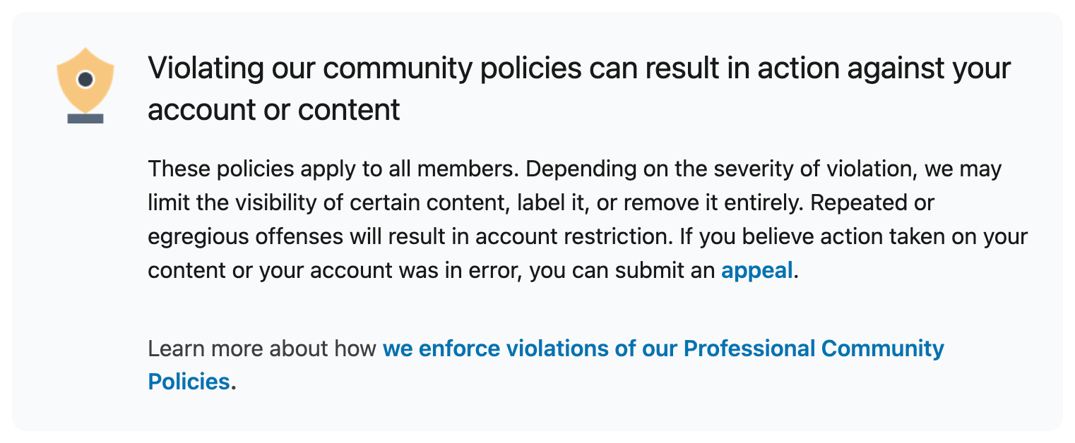 LinkedIn community policy