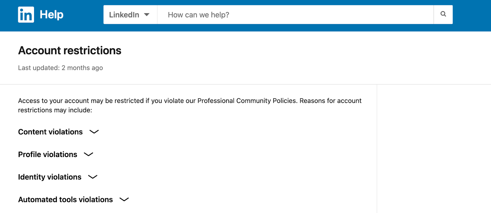 LinkedIn account restrictions