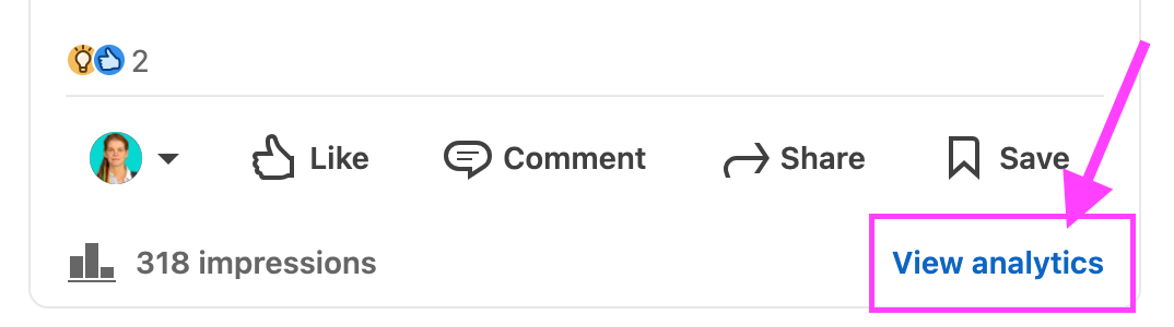 A screenshot of LinkedIn post engagement metrics