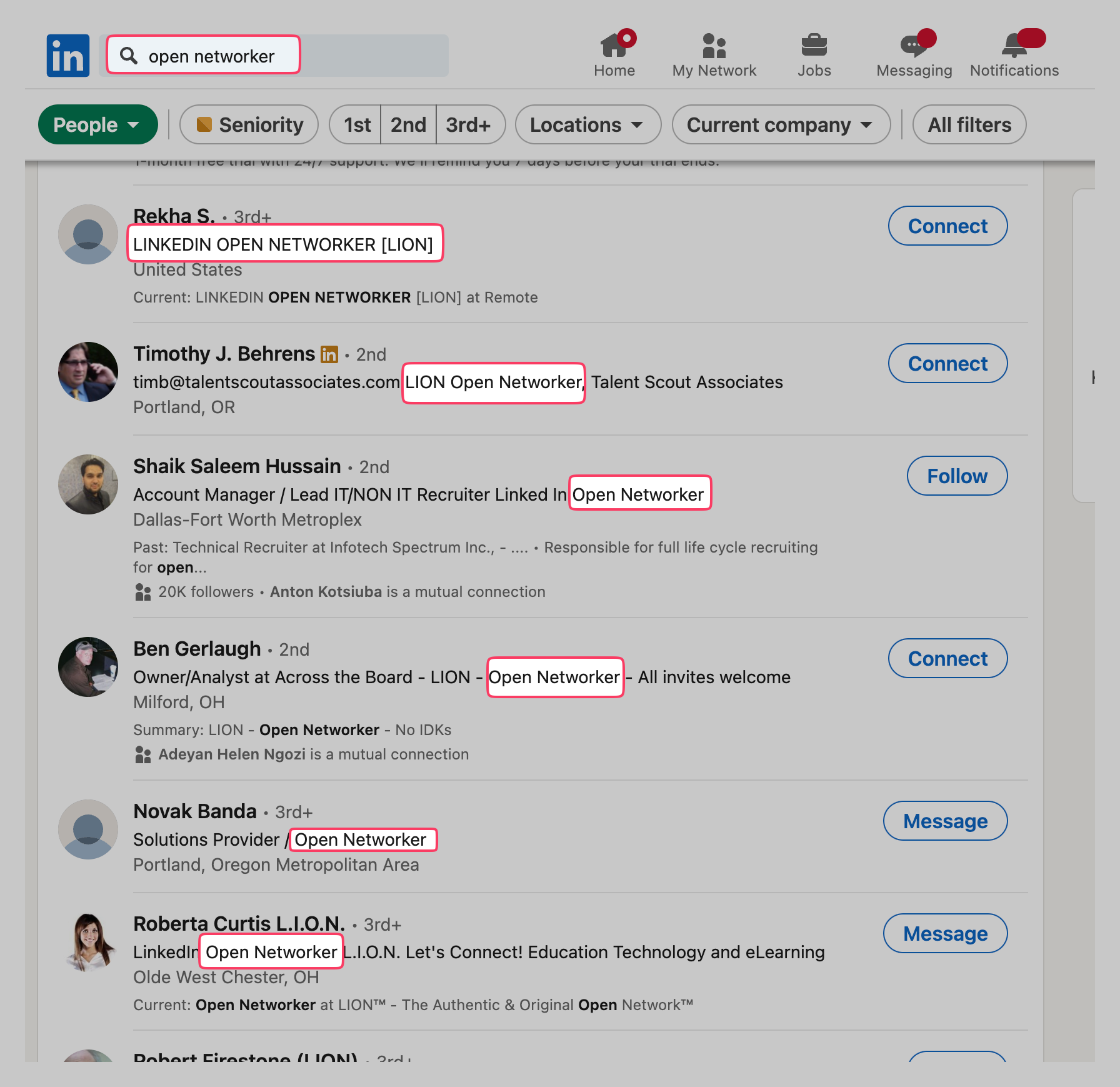 How to find LinkedIn open networkers