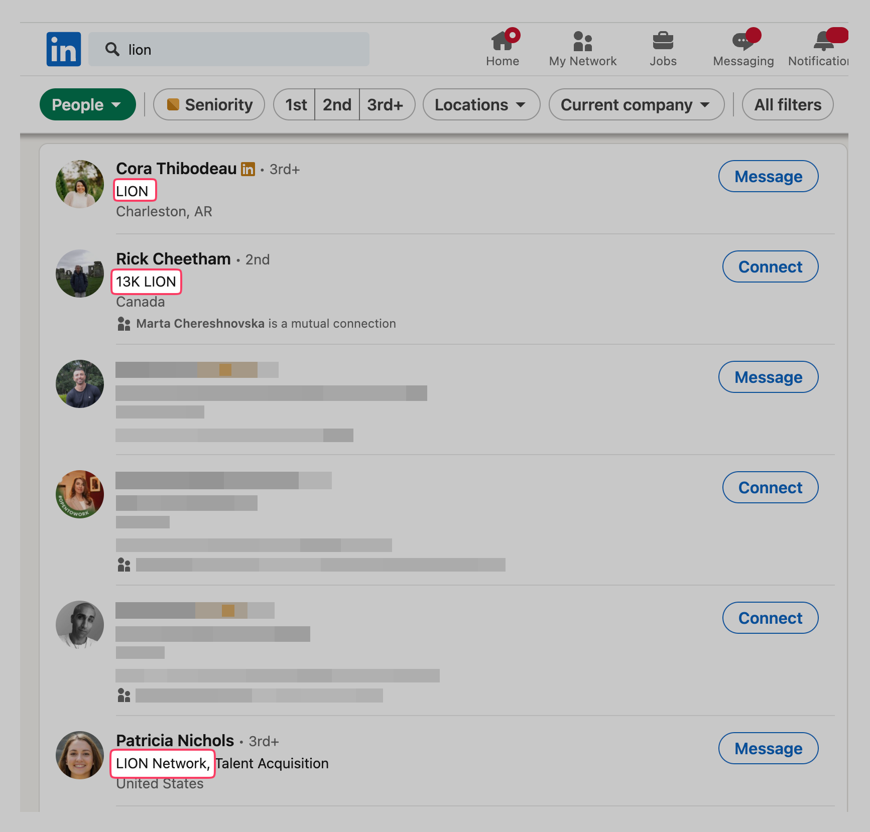 How to find LION profiles on LinkedIn