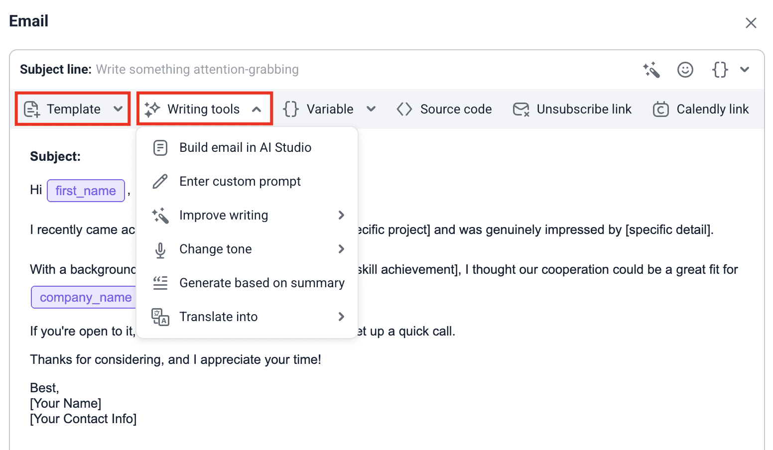 AI Personalized Email Builder