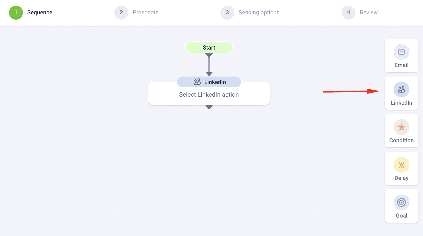 Automated LinkedIn message sequences created with Snov.io
