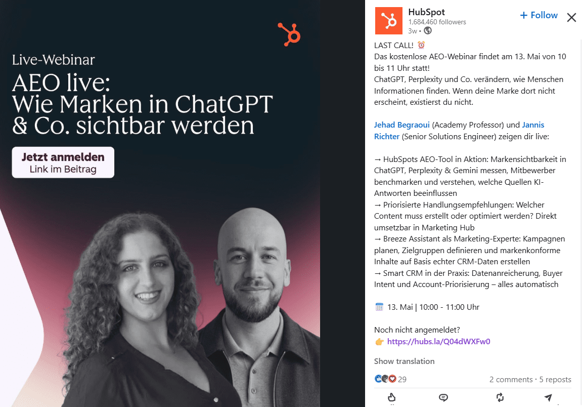 Lead magnet idea - webinar - HubSpot