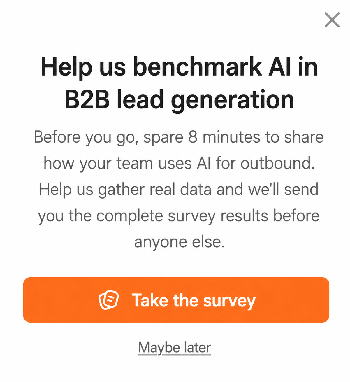 Lead magnet example from the Snov.io customer - survey by Belkins