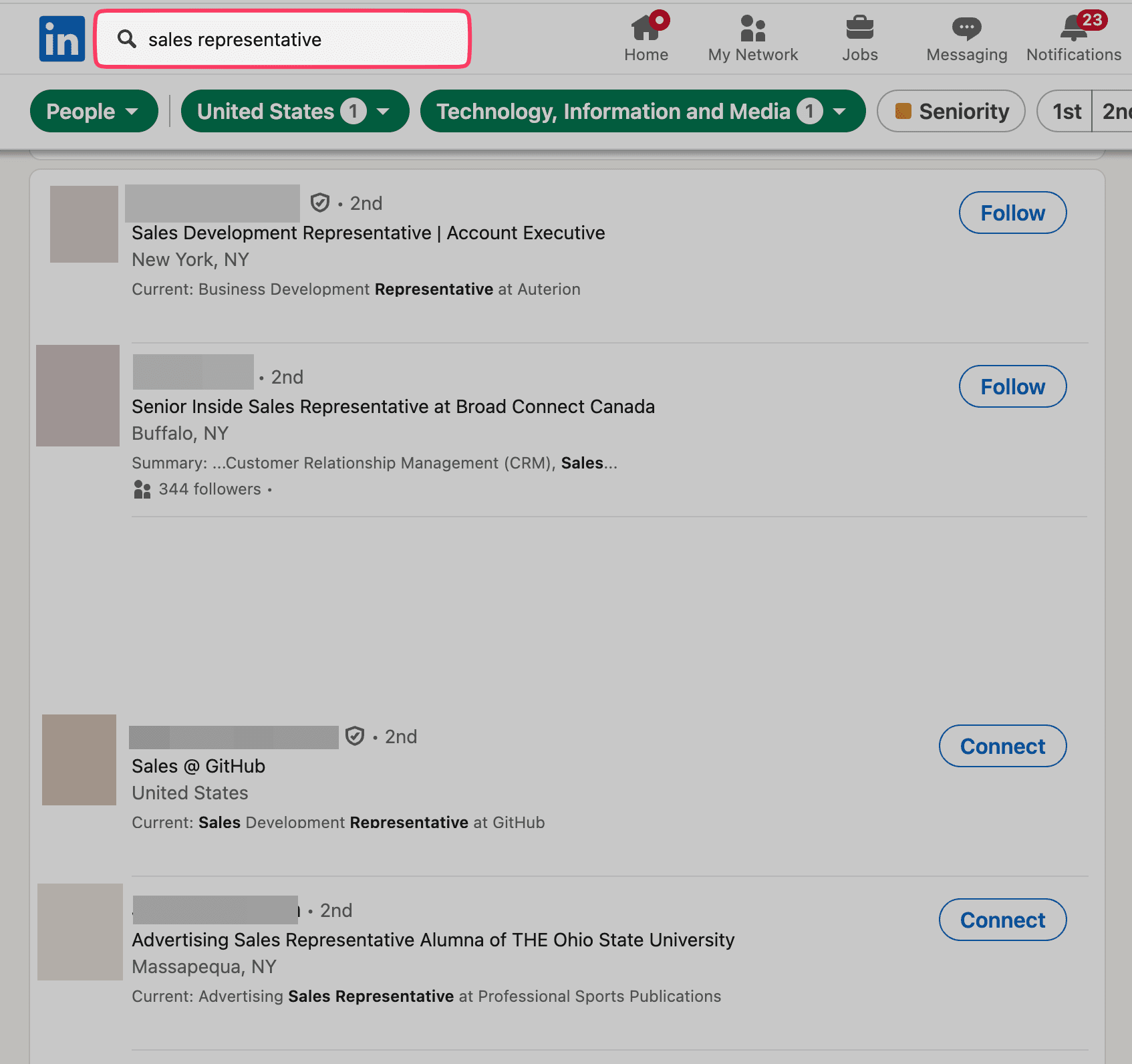 free candidate search on LinkedIn