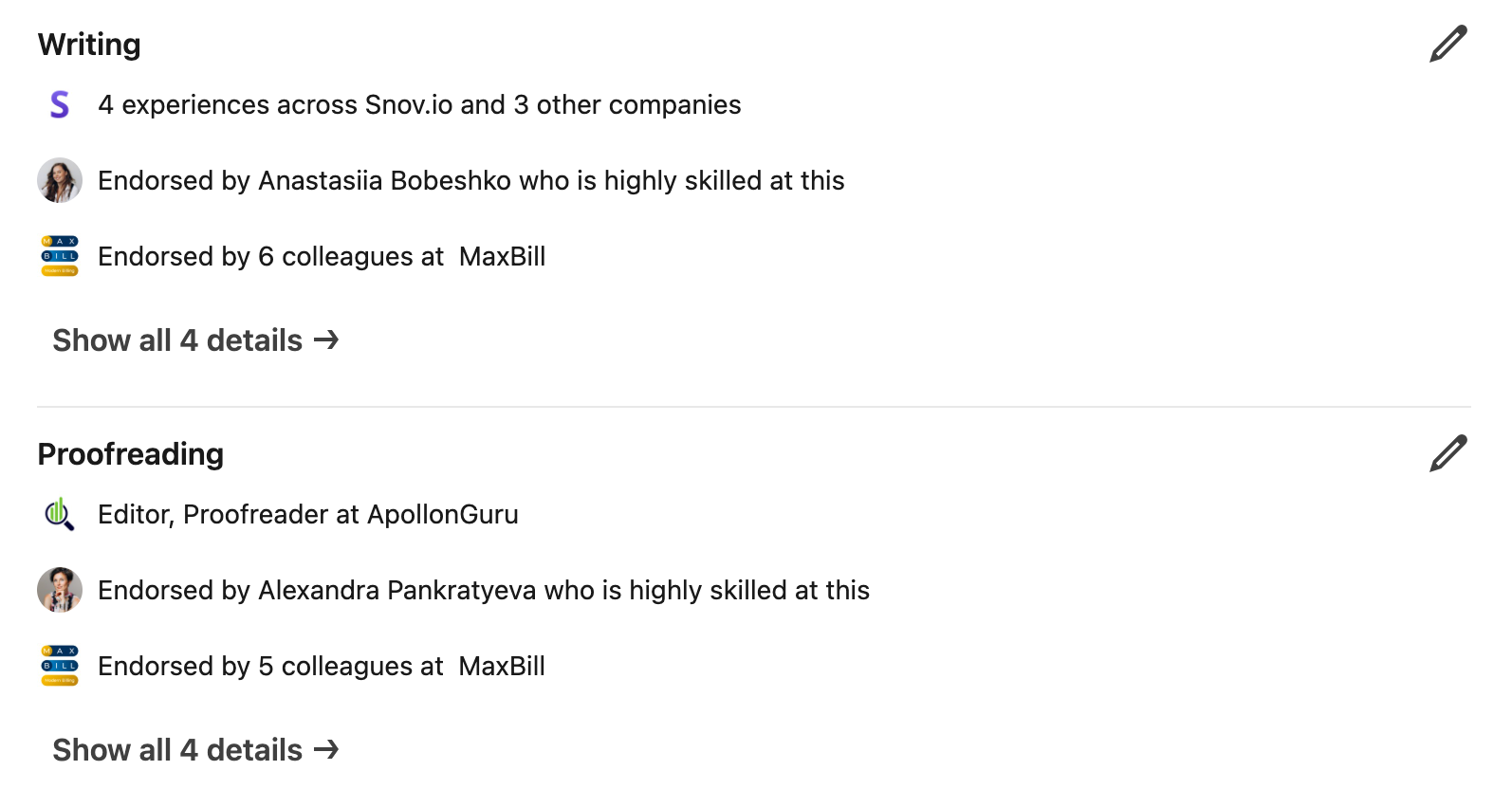LinkedIn skill endorsements