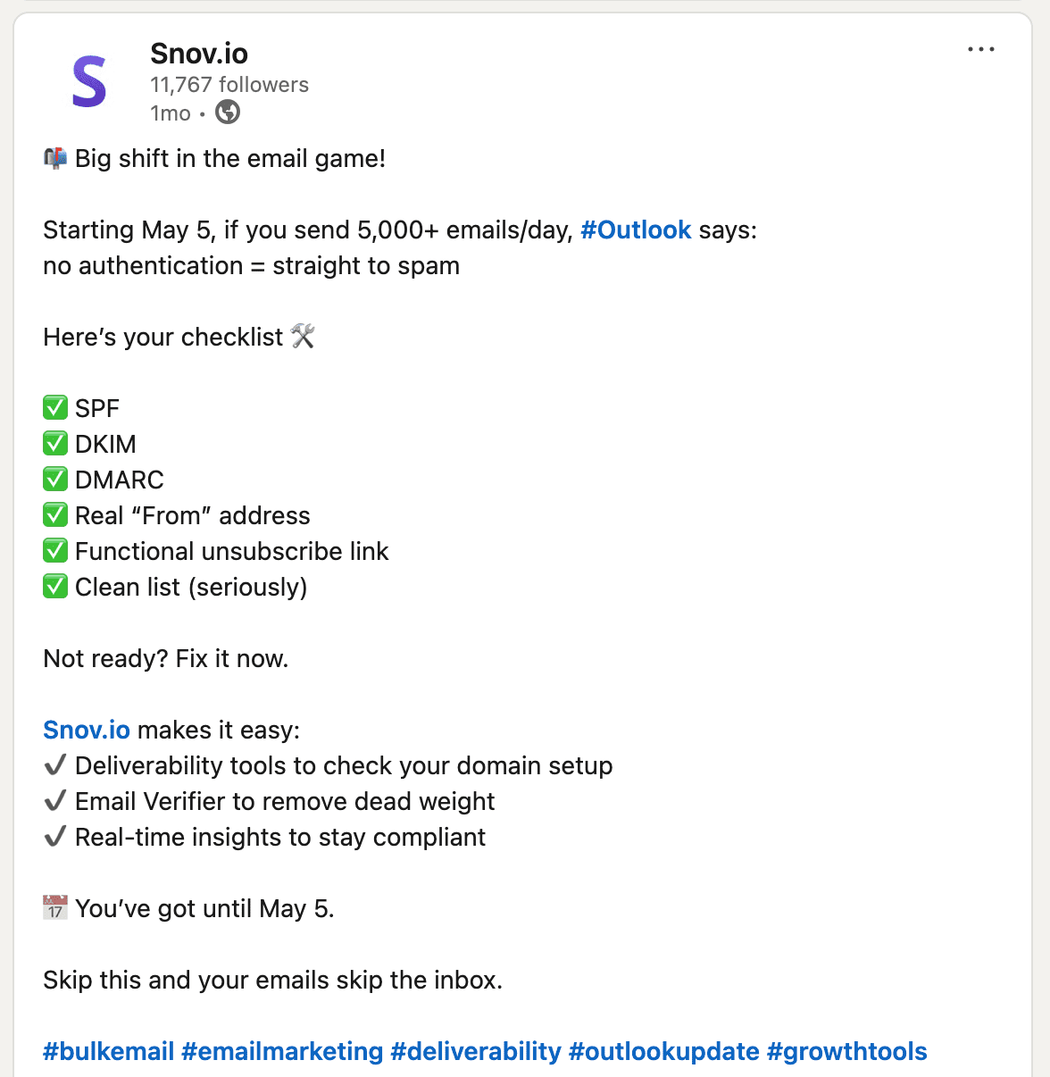 tags and hashtags on LinkedIn example
