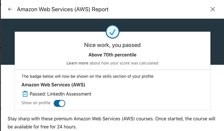LinkedIn skill assessment test badge
