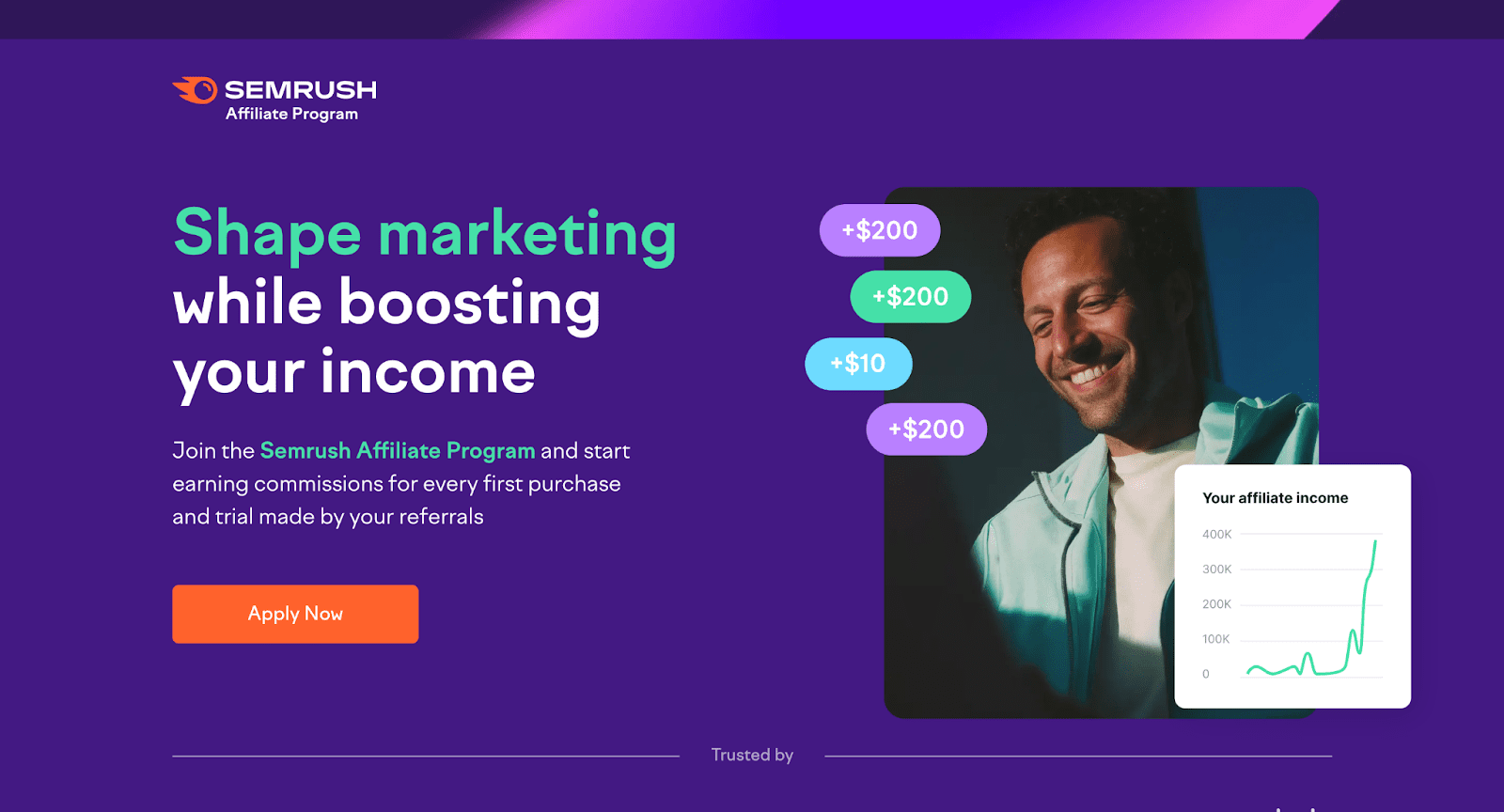 captura de tela mostrando o programa de afiliados da Semrush