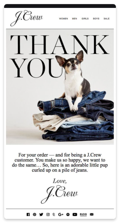Лист з подякою від J.Crew