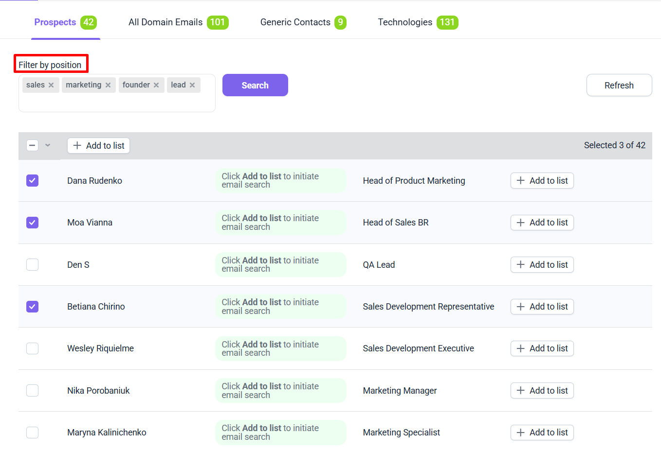 how to find email addresses with snov.io email finder tool screenshot