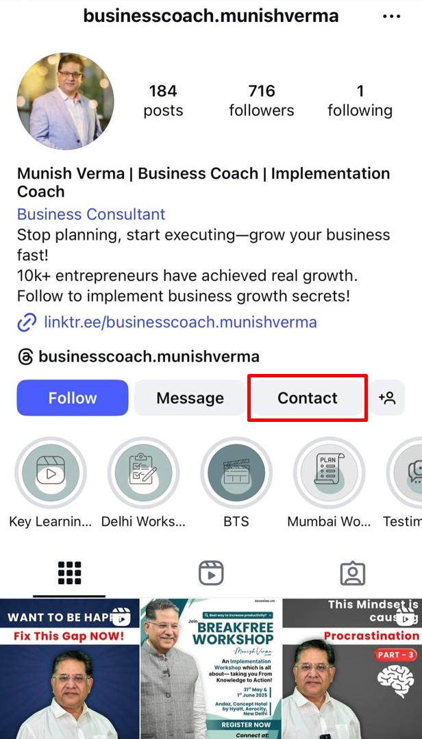 how to find someone's email address on Instagram screenshot