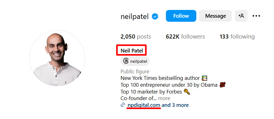 finding an email address on Instagram via linked domains