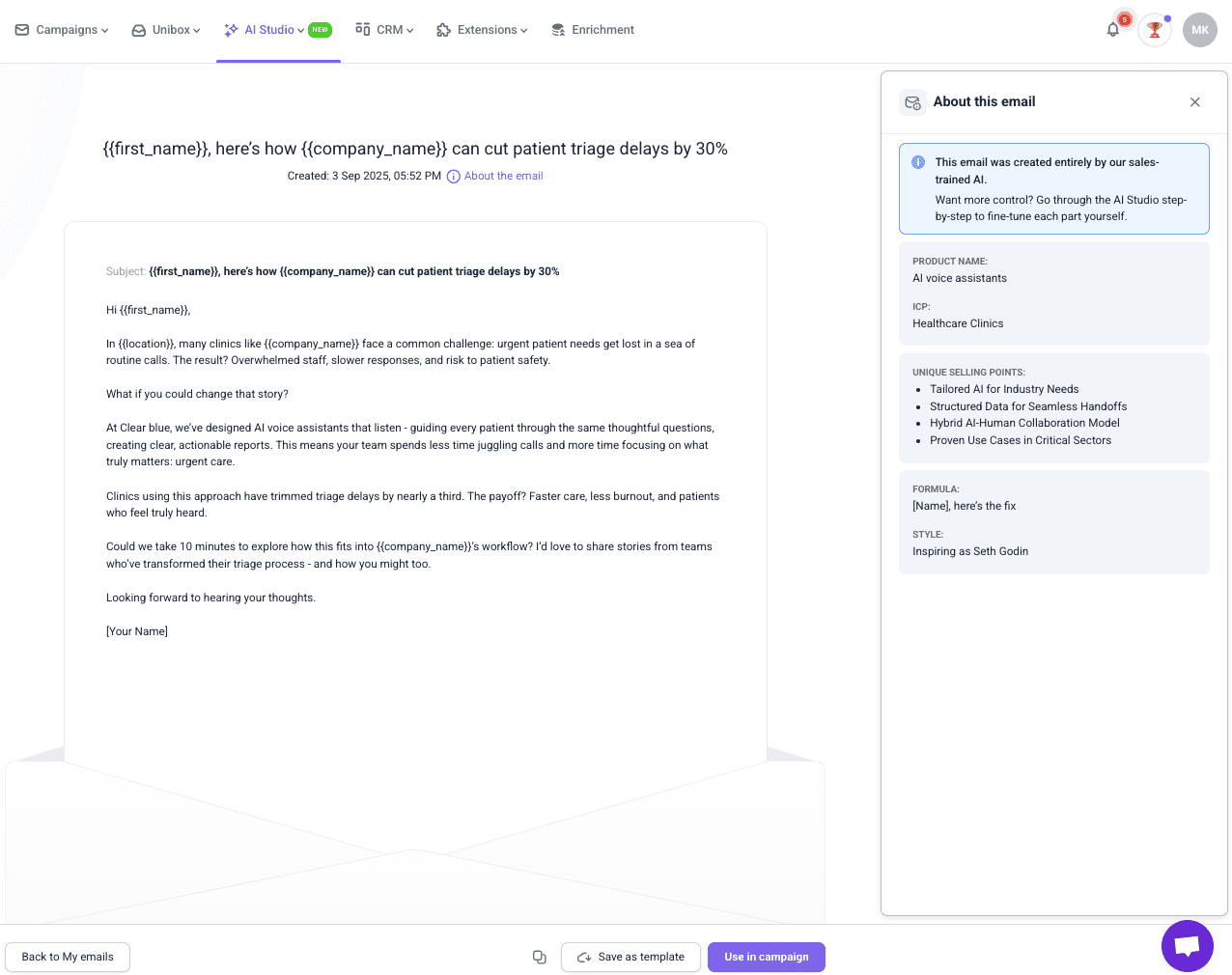 icp based email builder