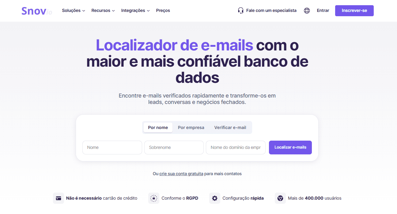 captura de tela do localizador de e-mails da Snov.io