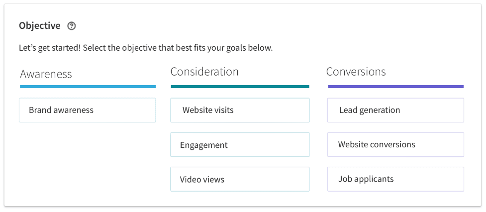 Setting up objectives for LinkedIn Sponsored messages