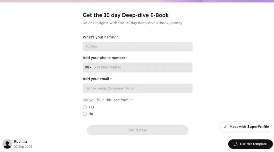 Приклад форми для лідогенерації