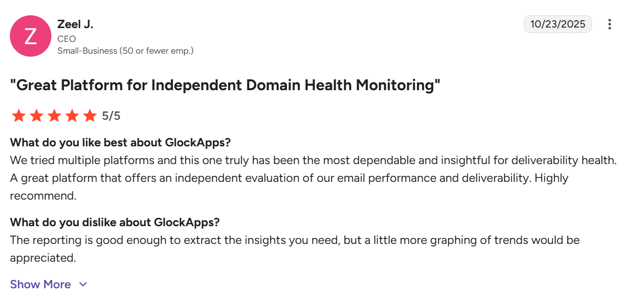 email deliverability monitoring tool review