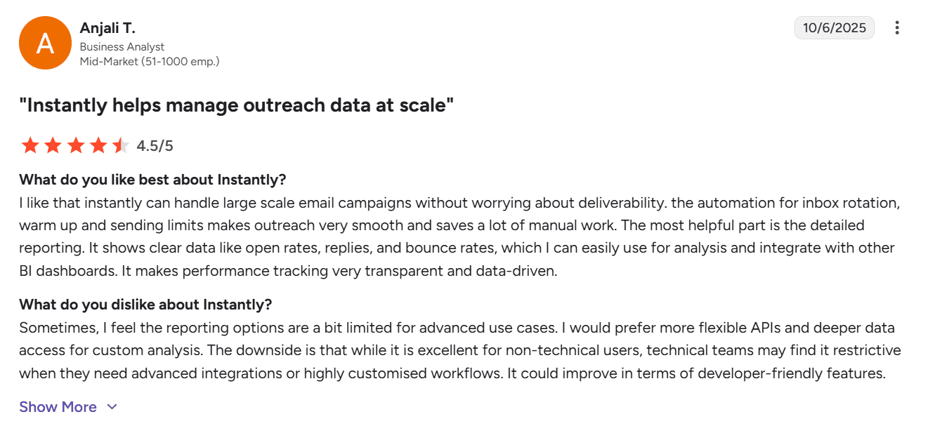 instantly cold email software review