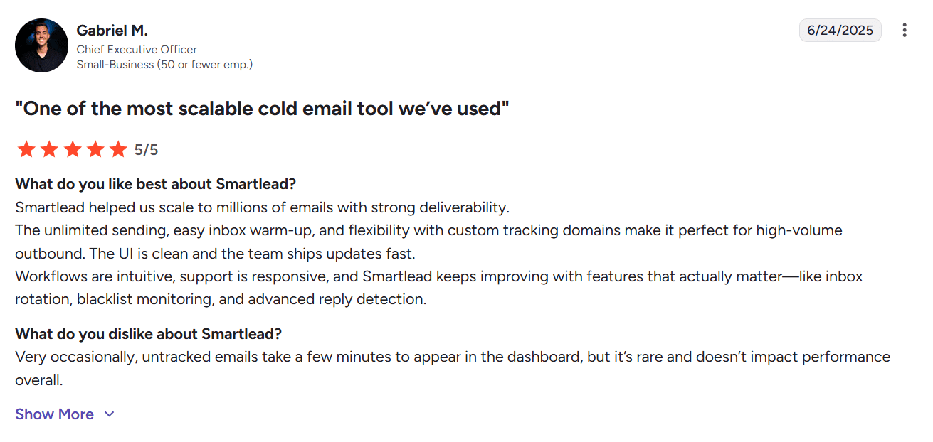smartlead cold email software review