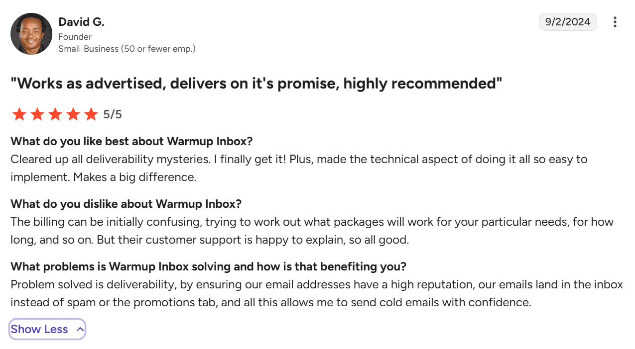Warmup Inbox email warm-up tool review
