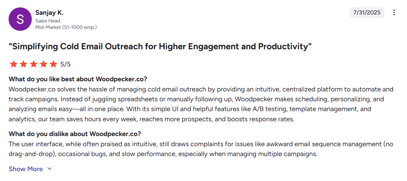 woodpecker cold email deliverability tools review