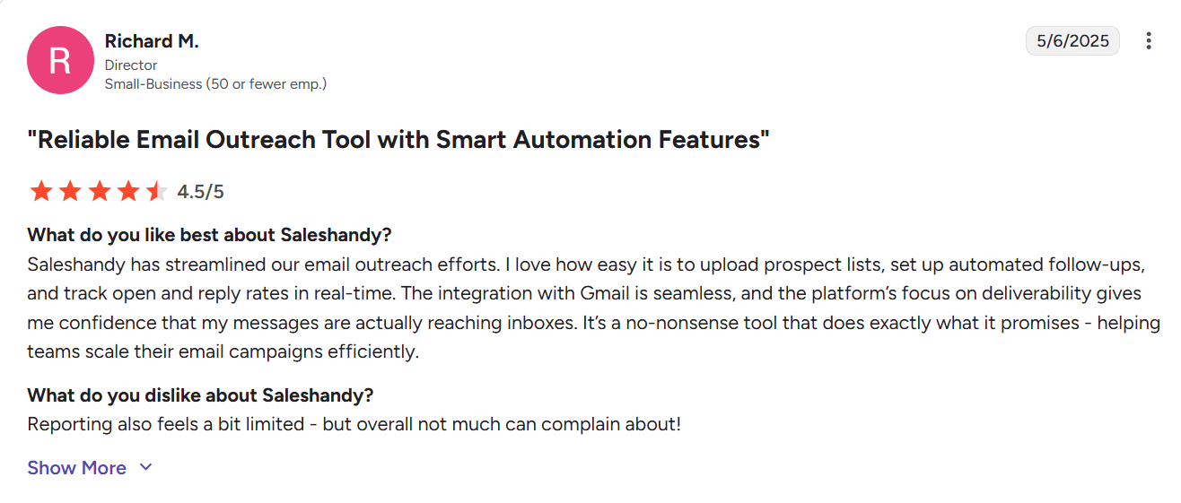 saleshandy cold email tool review