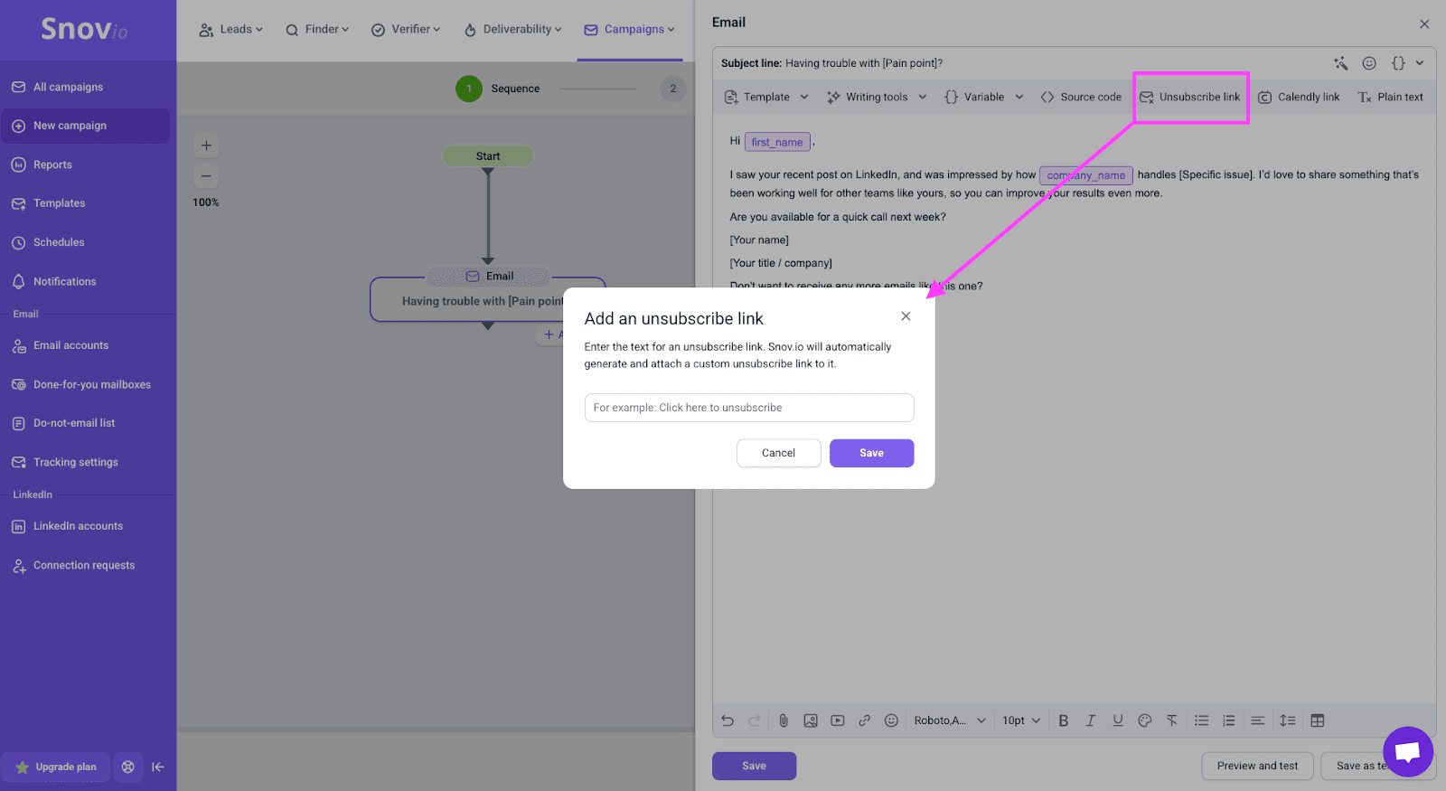 Adding an unsubscribe to cold email campaigns