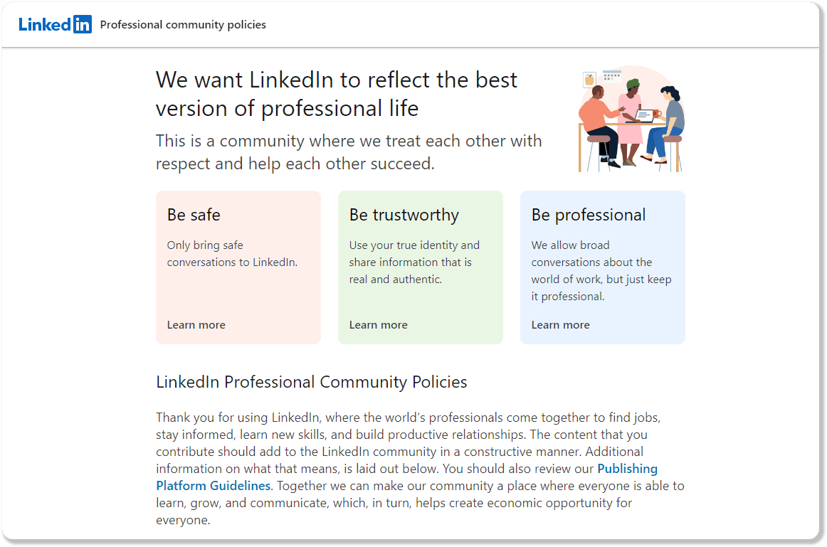 Políticas de la comunidad de LinkedIn