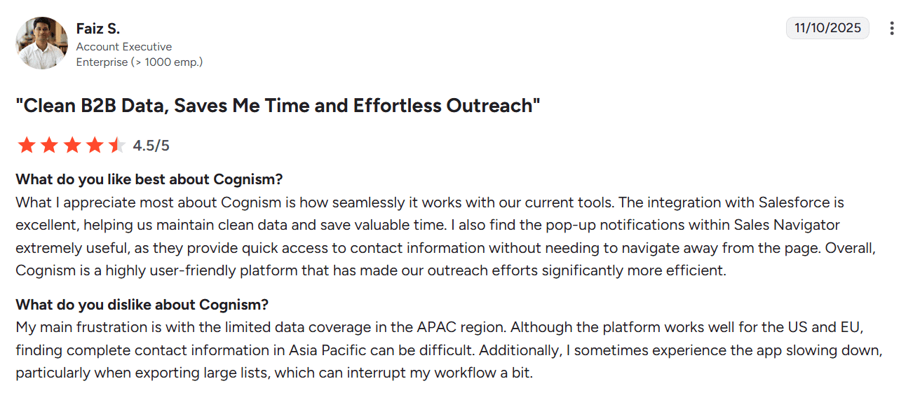 cognism B2B sales tool review