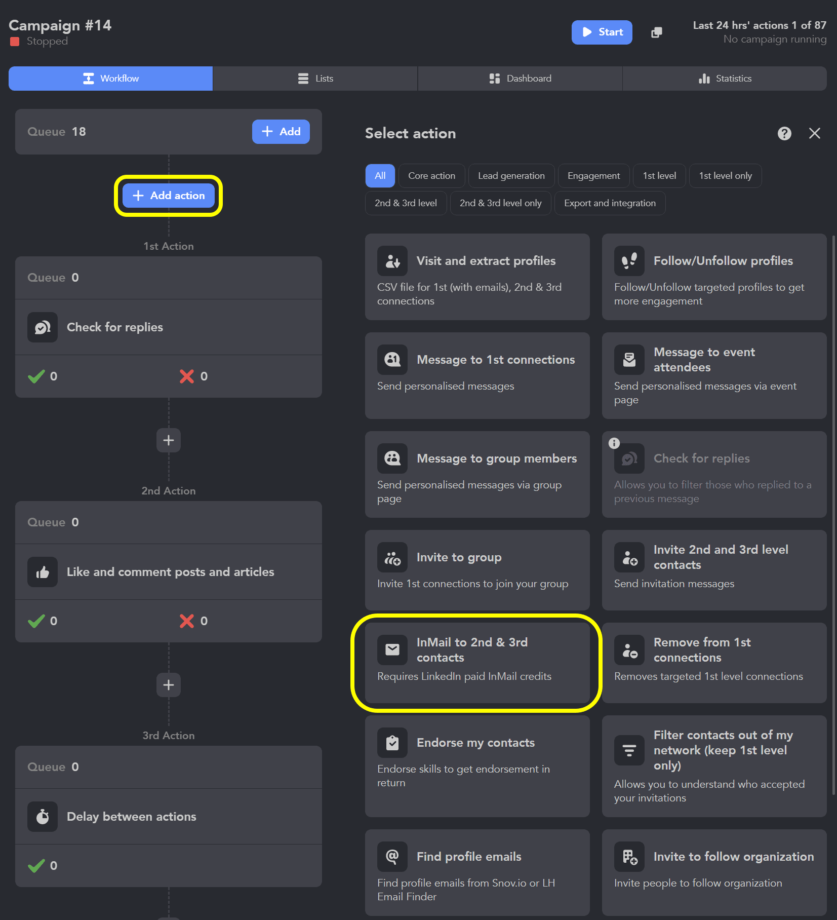 Linked Helper InMail automation