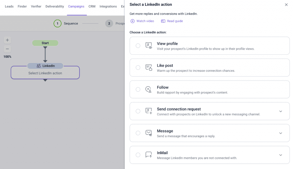 Automatizaciones de Linked en Snov.io