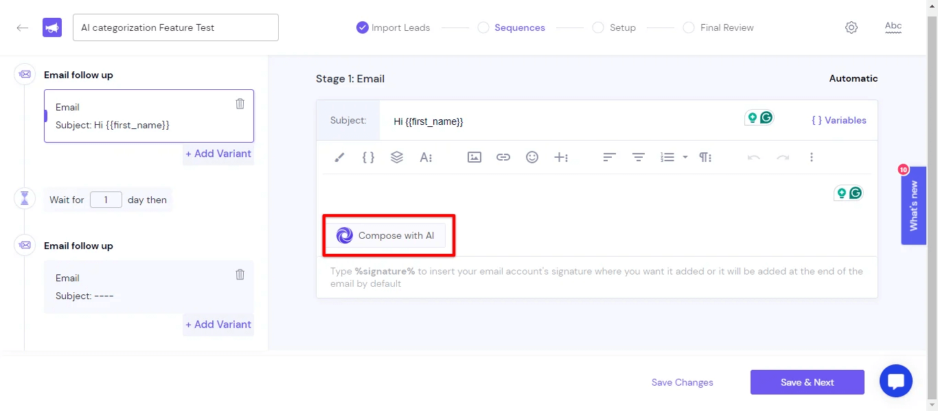 generate cold email with AI in smartlead