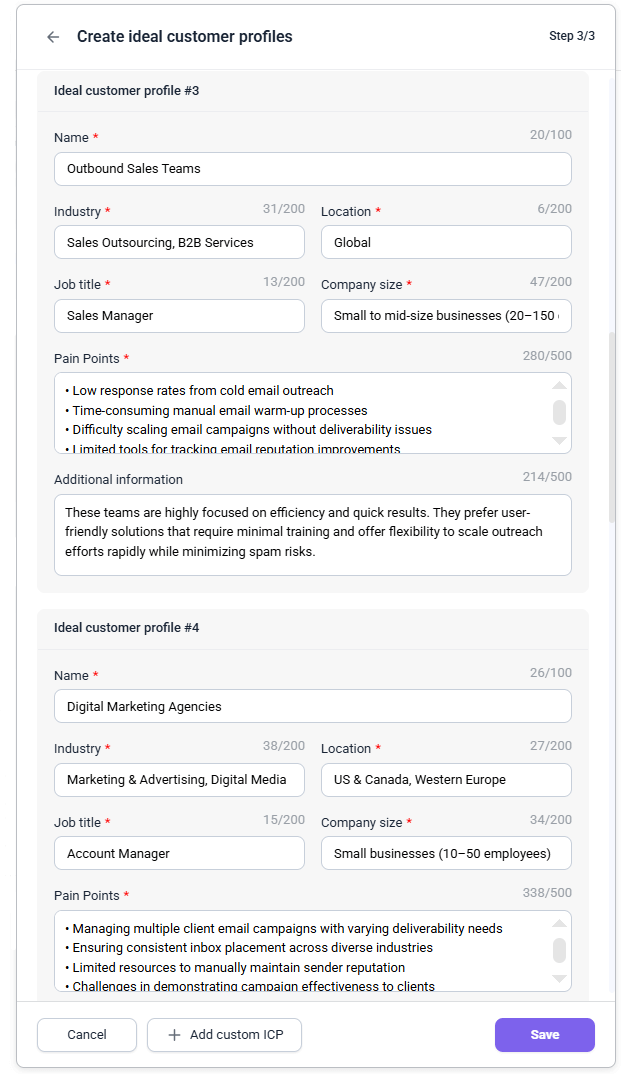 AI ICP Builder in Snov.io cold email platform