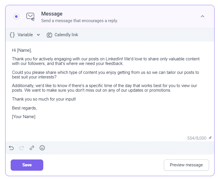 InMail personalizado en la herramienta de Campañas de Snov.io