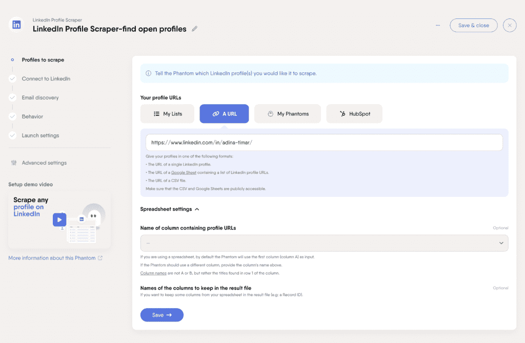  Interface de configuração do 