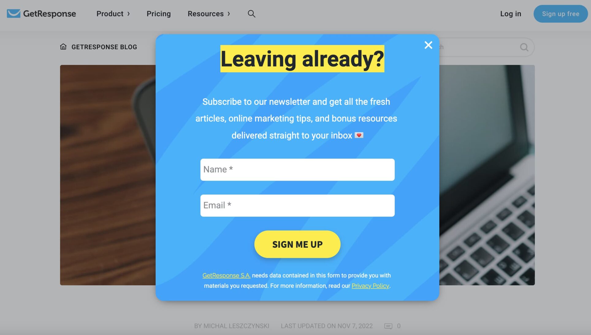 Herramientas para crear una lista de mailing: Get Response