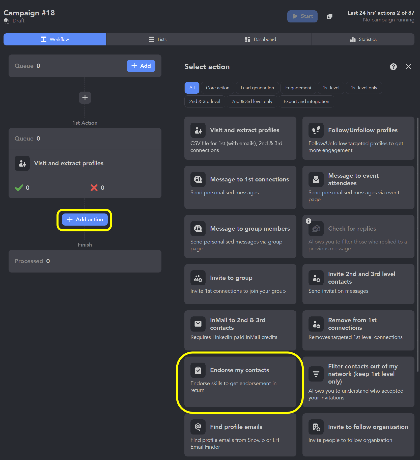 Linked Helper automated endoresements