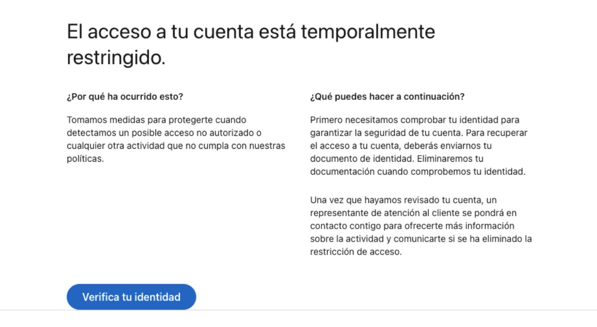 Cuenta restringida de LinkedIn