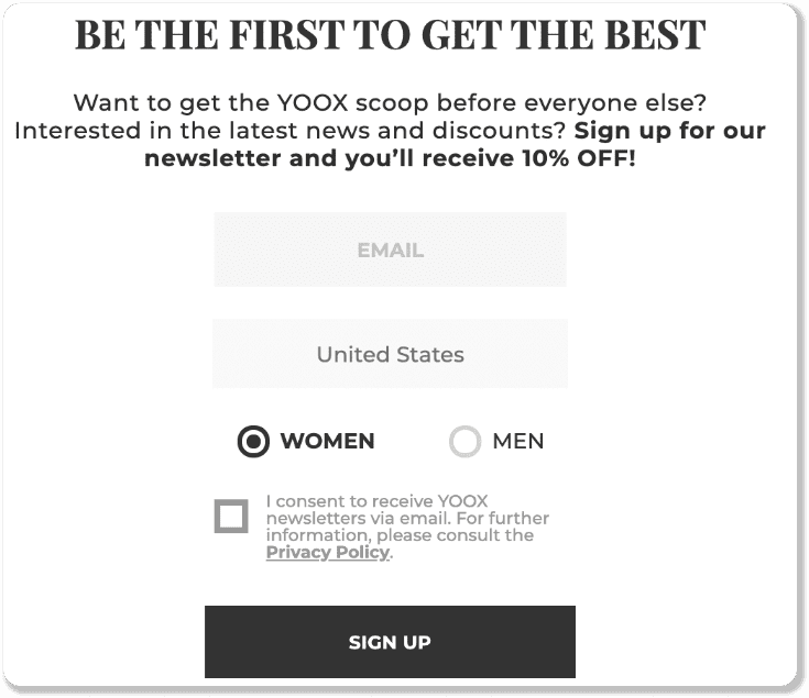  Ejemplo de formulario de registro a newsletter