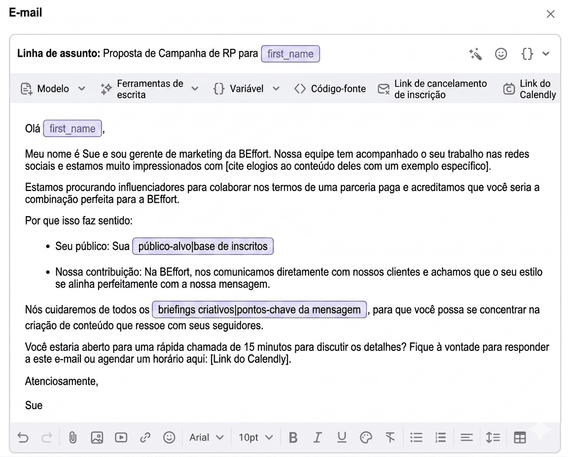 captura de tela mostrando como usar Conteúdo Dinâmico e Spintax nos e-mails com a Snov.io