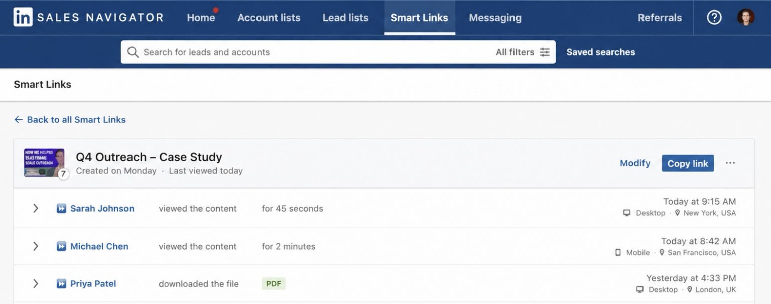 How to Use LinkedIn Sales Navigator Smart Links for Outreach in 2026
