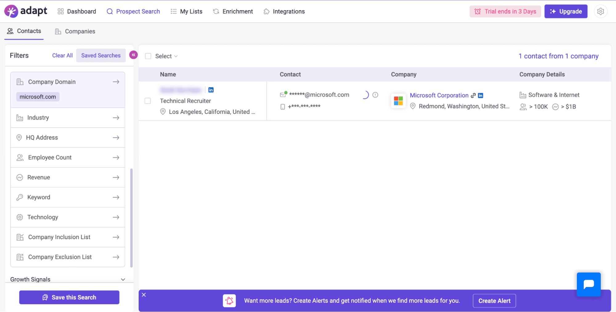 captura de tela mostrando a UI do Adapt.io