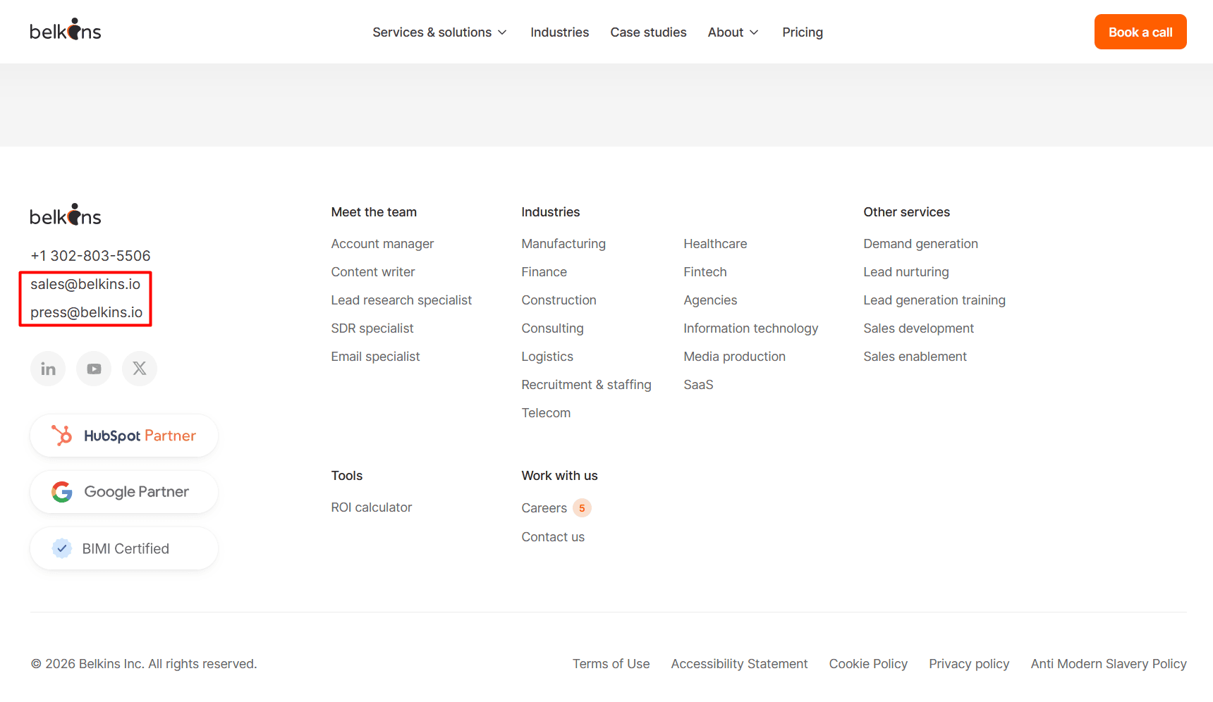 How to find company email addresses - footer - Belkins