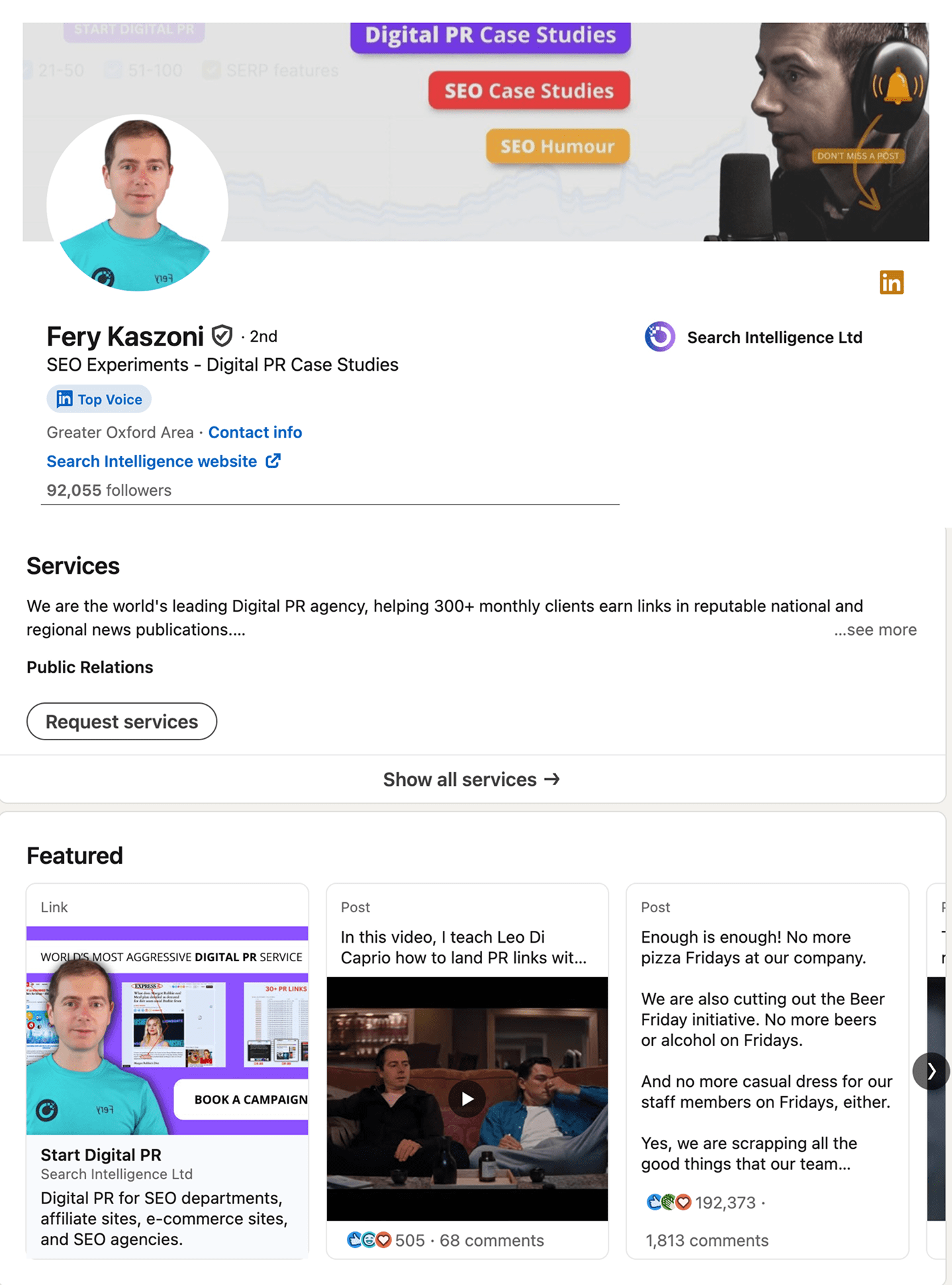 Meilleur exemple de portfolio LinkedIn
